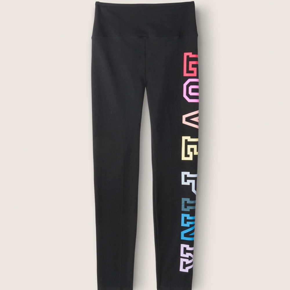 PINK VICTORIAS SECRET LOGO LEGGINGS SZ L